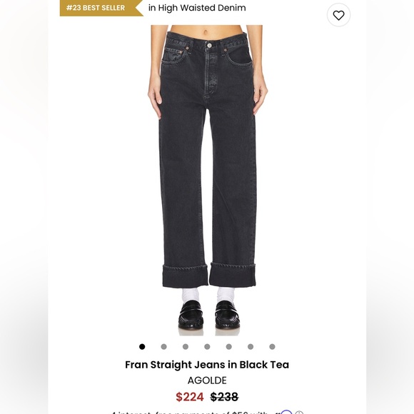 Agolde Women's Fran Straight Leg Jeans in Black - Picture 5 of 5